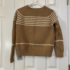 #7 Camel Fair Isle Stripe Merino Wool Sweater